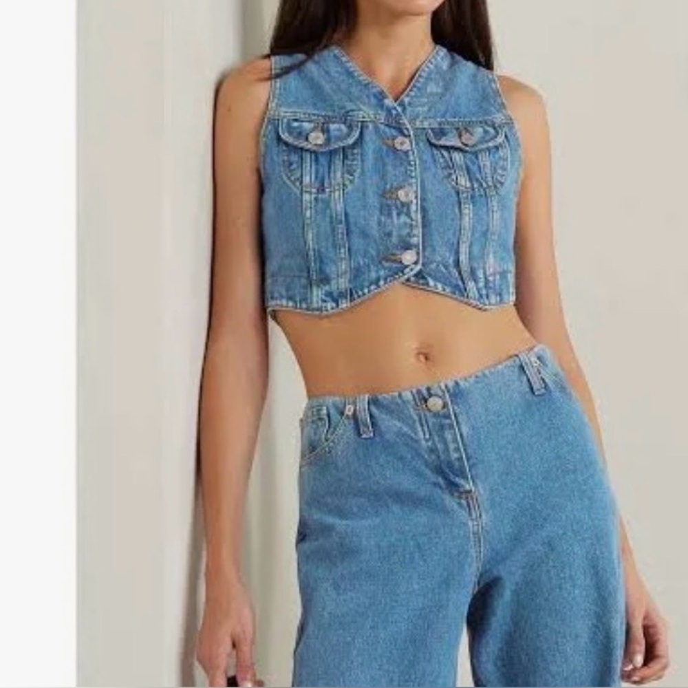 Re/Done Light Blue Washed Denim Vest - Picture 2 of 8